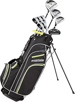 Precise M3 Men's Right-Handed Complete Golf Club Set | Package Includes: 460CC Driver, 3 Wood, 21* Hybrid, 6-9 Irons, Pitching Wedge, Putter, Deluxe Stand Bag, 3 Headcovers | Select Your Size & Color