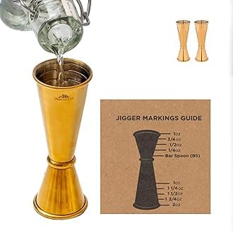 A Bar Above Premium Japanese Jigger 8 Precise Measurement Markings, Heavy Duty 304 Stainless Steel Double Cocktail Jigger for Professional Bartenders & Home Use, Durable Bar Tool for Accurate Pouring