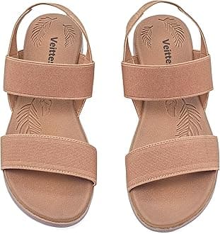 VeittesWomen's Flat Slide Sandals-Adjustable Double Elastic Bands,Crossover Straps,Fashion Casual Summer Flat Sandals.