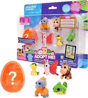 Adopt Me! Pets Multipack Tropical Time - Hidden Pet - Top Online Game - Exclusive Virtual Item Code Included - Fun Collectible Toys for Kids Featuring Your Favourite Pets, Ages 6 Plus