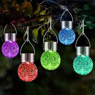 Solar Lights Outdoor Hanging Decorative Globe 8 Pack, Waterproof Solar Lantern with Handle and Clip, Solar Powered Glass Ball Lights for Garden Yard Fence Tree Umbrella Holiday Décor, Color Changing