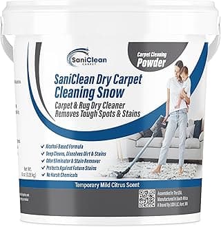 SaniClean Dry Carpet & Rug Cleaning Powder – Deep Cleans, Spill Cleanup, Spot & Stain Remover, Pet Mess | Brush In, Vacuum Out | For Large Areas Or Spot Treatment | No Harsh Chemicals