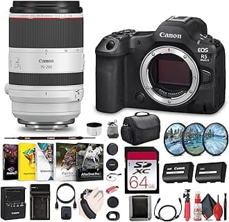 Canon EOS R5 Mark II Mirrorless Camera, 45MP, Full-Frame Hybrid Camera, 8K Video (6536C002) + Canon RF 70-200mm f/2.8L Lens + 64GB Memory Card + Bag + More (Renewed)