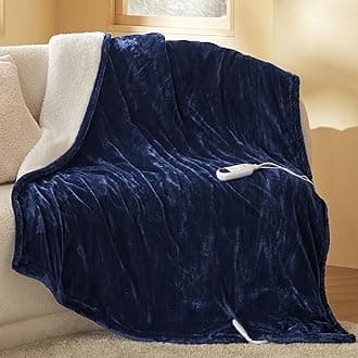 Bedsure Electric Throw Blanket - Seamless Flannel Electric Blanket, Fast Heating with 4 Time Settings & 6 Heat Settings, Warm Gift for Grandma (50x60 inches, Pageant Blue)