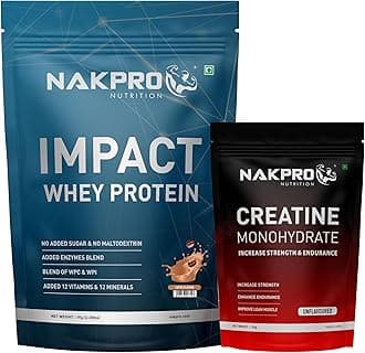 NAKPRO NUTRITION Impact Whey Protein Supplement Powder Combo (1 kg with 100g Creatine, Coffee)