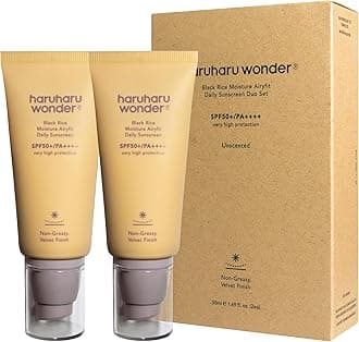 haruharu wonder Black Rice Moisture Airyfit Daily Sunscreen, SPF50+/PA++++, Broad Spectrum UVA/UVB, Hyaluronic Acid, Niacinamide, Daily Sunscreen, Korean Skincare, Vegan, 50ml (Pack of 2)