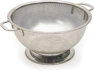 RSVP International 8023 Endurance Kitchen Collection Colander Strainer, Pierced Stainless Steel