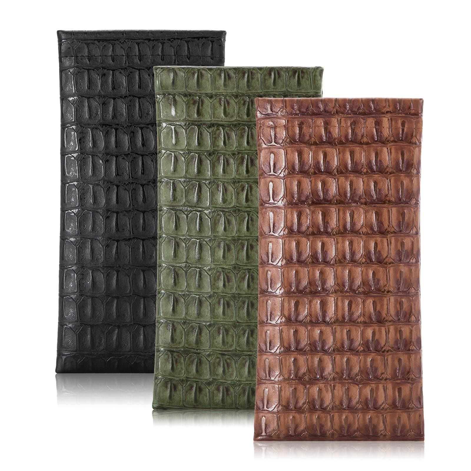 Squeeze Leather Sunglasses Pouch - 3 Pack Glasses Case Soft Eyeglass Sleeve Pouch Holder