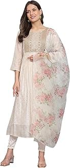 VredeVogelWomen's Chanderi Kurta with Legging and Dupatta