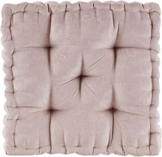 Intelligent Design Azza Floor Pillow, Large Cushions Sitting for Adults, Floor Pillow for Meditation or Yoga, Lustrous Chenille Tufted with Scalloped Edges for Bench/Chair Cushion, 20"x20"x5" Blush