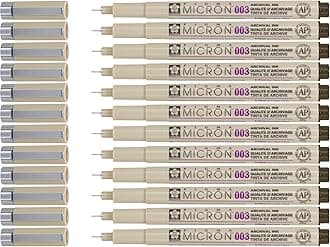 Pigma Micron Fineliner Pens - Archival Black Ink Artist Pens for Drawing - 003 Point Size (Box of 12)