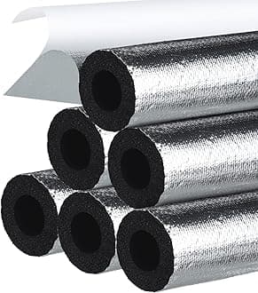 6 Pcs Pipe Insulation Foam Tube Self Adhesive Insulation Wrap for Copper Pipe Pre Slit Clamp Highly Insulated Foam for Outdoor Winter Irrigation, Sprinkler(1.3 Ft x 1 Inch)