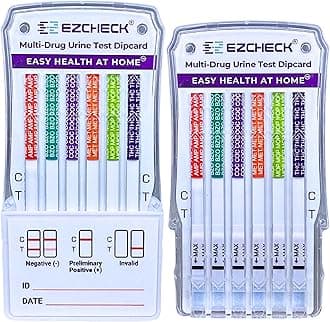 [2 Pack] EZCHECK® 6-Panel Drug Test - at-Home Rapid Urine Screening Kit for 6 Most Used Drugs: (THC-Marijuana, BZO-Benzos, MET-Meth, OPI/MOP-Opiates, AMP-Amphetamine, COC)