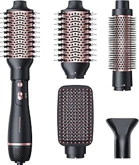 Wavytalk Hair Dryer Brush Set, Air Sculpt 5-in-1 Hot Air Brush Set | Blowout Brush Styler for Salon Blowouts, Volumizing, and Straightening, Sleek Frizz-Free for Every Hair Type, Black