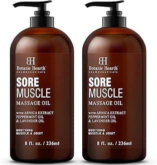 Botanic Hearth Soremuscle Massage Oil 8 Fl Oz (2 pack)| Refreshing, Relaxing Massage Oils for Muscle Relaxing & Joint Comfort | Made with Natural Oils | for All Skin Types, for Men & Women