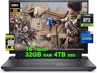 Dell G16 7630 16 Flagship Gaming Laptop 16" QHD+ 165Hz (100% DCI-P3, 3ms) Intel 24-Core i9-13900HX Processor 32GB RAM 4TB SSD GeForce RTX 4070 8GB Graphic RGB Backlit Thunderbolt Win11 w/ICP Accessory