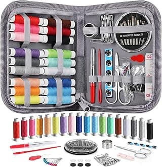 Coquimbo Sewing Kit Gifts for Adults Teen Grils Women Mom Grandma, Portable Sewing Supplies Contains Tape Measure, Scissors, Thimble, Thread, Sewing Needles (Gray, M)