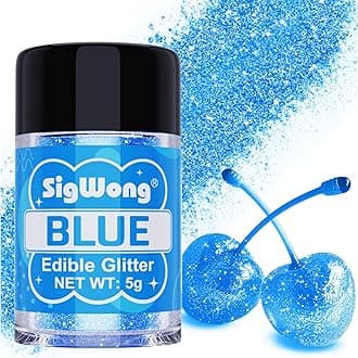Blue Edible Glitter - 5g Food Grade Cake Decorating Shimmering Glitter, Edible Sprinkle Luster Dust for Drinks, Chocolates, Fondant, Strawberries, Cupcakes, Candy, Easter Cookie - Vegan