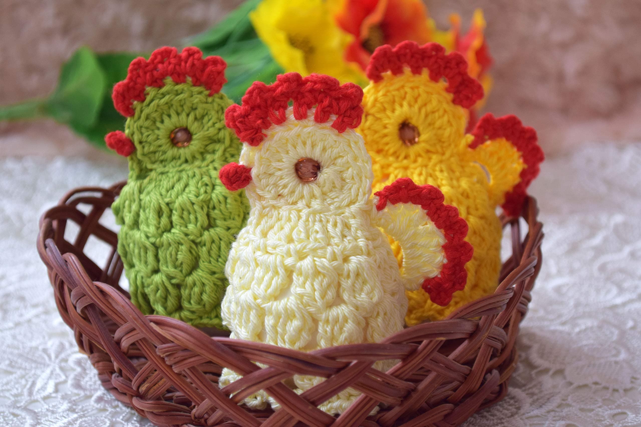 Easter crochet egg warmer cozy chicken set decor gift cover