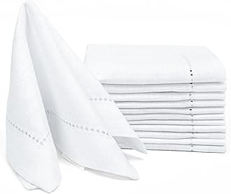 100% Linen Cocktain Napkins with Hemstitched 10x10 inch White, Wedding Napkins, Cocktails Napkins, Fabric Napkins, Cotton Napkins Mitered Corners,100% Linen Napkin Set of 12