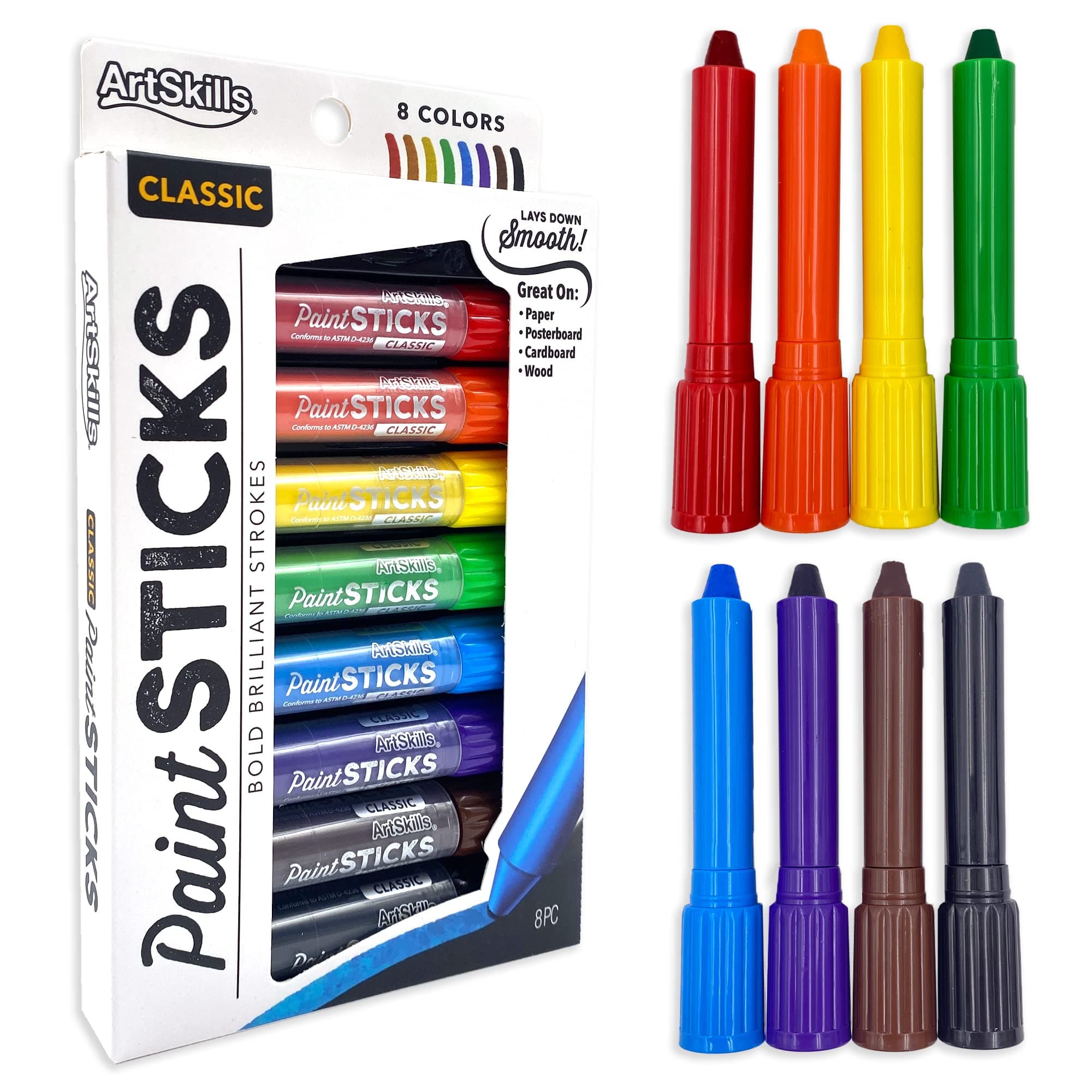 Artskills® Paint Sticks, 0.14 Oz, Assorted Colors, Pack Of 8
