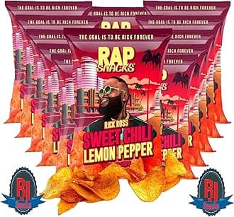 Rap` Snacks Potato Chips 1 oz (Curated by RJ Snacks Value Pack) (1 oz, Rick Ross Sweet Chili Lemon Pepper)