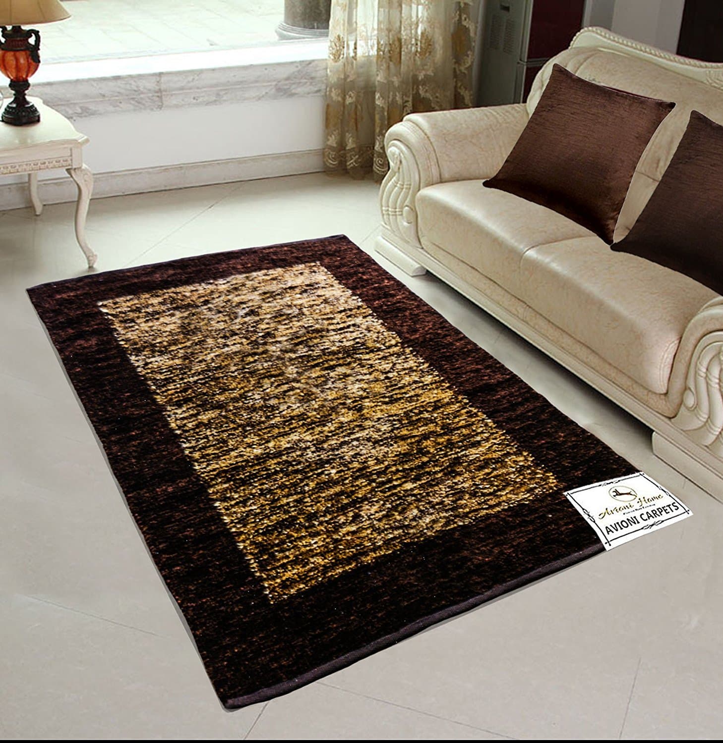 Avioni Rugs Polyester Blend Coffee Feather Touch Reversible- 92 cm X 152 cm (3X5 Feet)