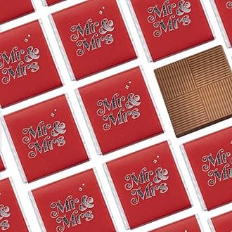 Burmont's Premium Red Mr & Mrs Wedding Chocolate Neapolitans (25 Chocolates)