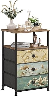 VEDECASA Chest of Drawers with Open Shelf 3 Drawers Dresser for Bedroom Vintage Bedside Table Nightstand Cabinet for Living Room Sofa Couch Closet Wood Top Metal Frame Easy to AssembleThe Forest Stewardship Council