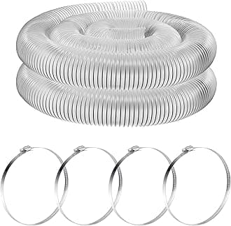 Amylove 2.5 Inch, 20 ft Heavy PVC Dust Collection Hose, Flexible Clear PVC Fume Hose with Stainless Steel Wire Coil and Clamp, Puncture Resistant Vacuum Fittings Dust Collector Accessories