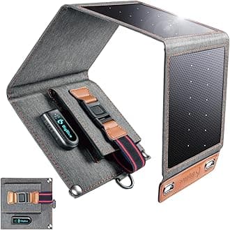 14W Solar Panels with USB(5V/2.4A), IPX4 Waterproof, Folding Portable Solar Phone Charger Compatible with iPhone, Tablet, Samsung LG etc