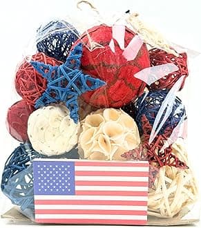 American Flag Decorative 4th of July Vase Filler Bag with Orbs, Decorative Balls (Red, White & Blue)