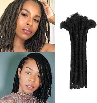 100% Human Hair Dreadlock Extensions for Men/Women 0.6cm Width Full Hand-made 6 Inch 30 Strands Permanent Locs Extensions Can be Dyed and Bleached