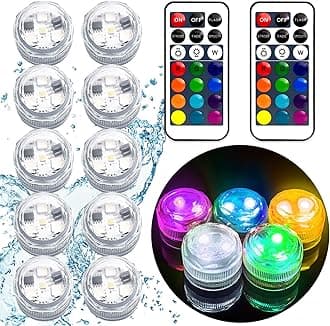 Akavivo Mini Submersible LED Lights,Small Underwater Tea Lights Candles Waterproof with Remote Battery Operated,RGB Color Changing for Vase Home Party Wedding Table Halloween Pumpkin Centerpieces