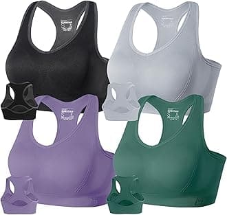 FITTIN Racerback Sports Bras for Women - Padded Seamless Support Bra for Yoga Gym Workout Fitness