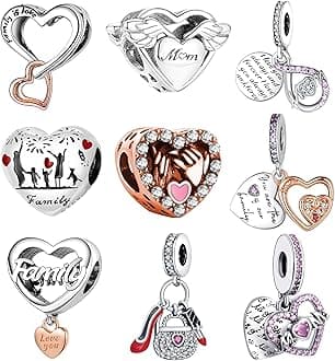 9 Pack Plated Silver Spacer Beads Charms fit Bracelet Dangle Set