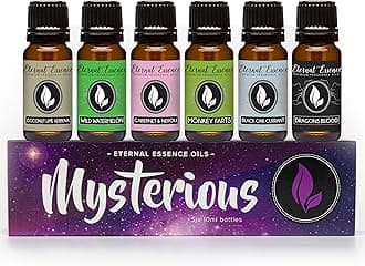 Eternal Essence Oils Mysterious Set of 6 Premium Fragrance Oils - Coconut Lime Verbena, Cabernet & Neroli, Dragons Blood, Wild Watermelon, Monkey Farts, and Black Oak Currant Scented Oils - 10ML