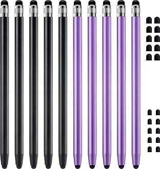 Stylus Pen for Touchscreen, ChaoQ 10pcs High Sensitivity and Precision Stylus Pen for iPad iPhone Android Compatible with All Touch Screens (Black/Purple)