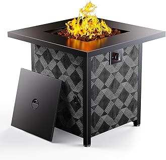 Ciays Propane Fire Pits 28″ Outdoor Gas Fire Pit, 50,000 BTU Square Fire Pit Table with Lava Rocks, 2-in-1 Fire Table with Removable Lid, CSA-Certified for Outside Patio, Parties, Backyard, Garden