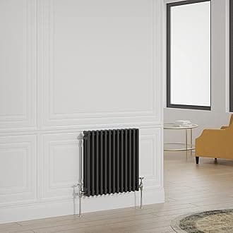 Warmehaus Traditional Radiator Triple Column Black Horizontal Cast Iron Style Central Heating Radiator - 600x605mm