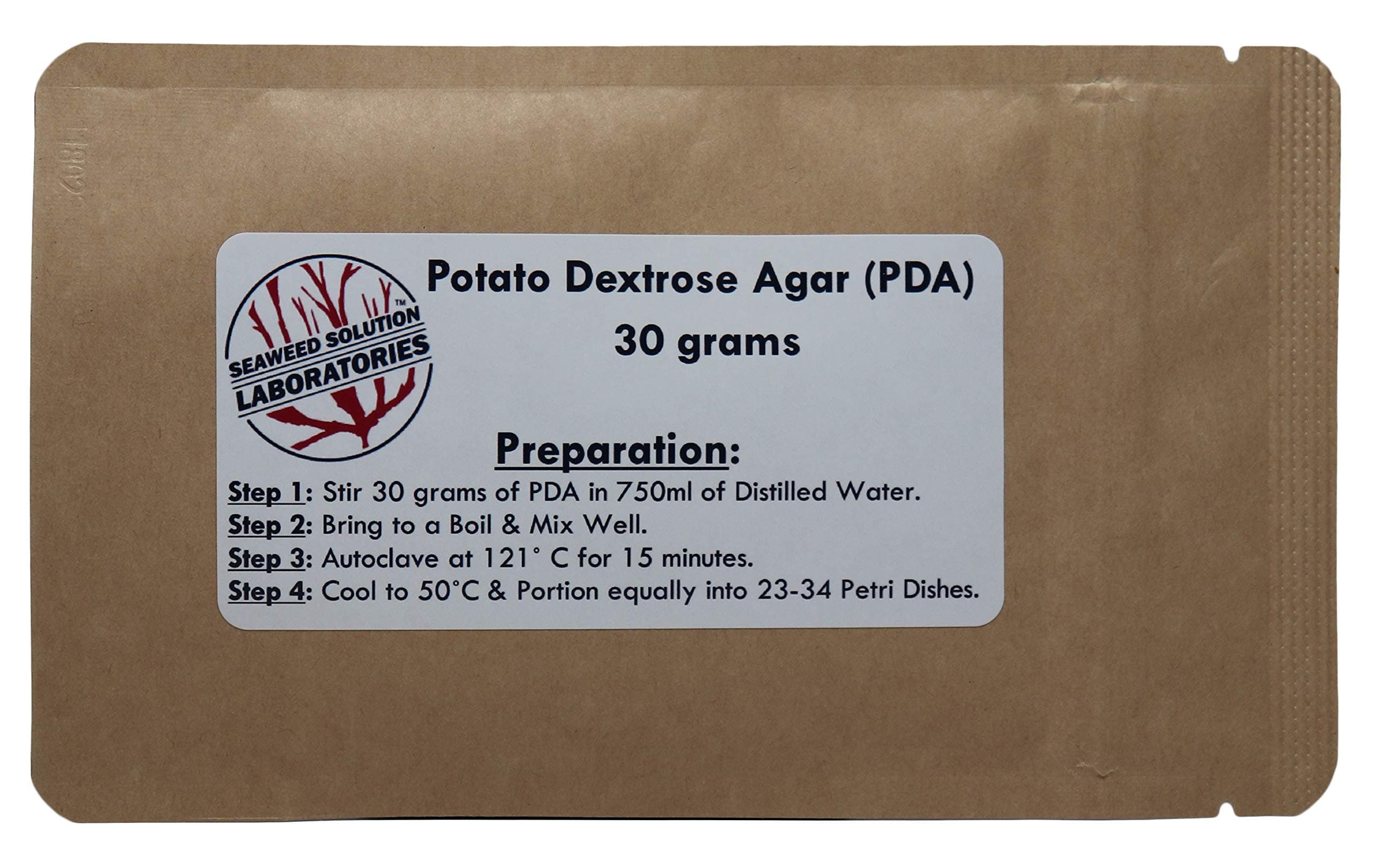 Seaweed Solution Laboratories Dehydrated Potato Dextrose Agar PDA 30 grams
