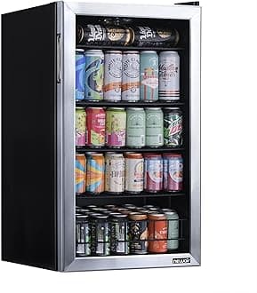 NewAir Beverage Refrigerator with Glass Door | 126 Can Mini Fridge for Bedroom, Dorm, Office, or Gaming Setup | Soda, Beer, and Wine Cooler