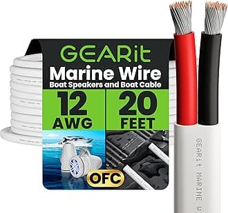 GEARit 12 Gauge Marine Wire, 12/2 AWG (20ft) Marine Grade Tinned Copper Oxygen Free, Duplex 2-Conductor Insulated Red & Black Electrical Cable for Boat, Automotive, RV, Camper, Trailer