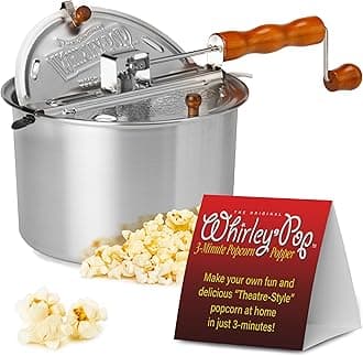 Wabash Valley Farms Original Whirley-Pop Popcorn Popper - Metal Gear - Silver - With Good Time Guide