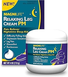 MagniLife Relaxing Leg Cream PM, Deep Penetrating Topical for Pain and Restless Leg Syndrome Relief, Naturally Soothe Cramping, Discomfort, and Tossing with Lavender and Magnesium - 4oz