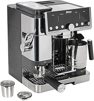 Luxe Pro ES701EU 3-in-1 Coffee Maker with Grinder and Frother for Latte, Cappuccino, Cold Brew & Espresso, Easy to Use, 5 Presets for Frothing, Silver