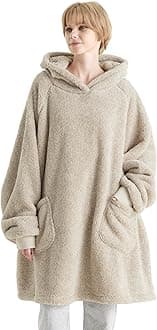BedsureWearable Blanket Hoodie for Women - Oversized Sherpa Hoodie Blanket for Adult Men, Cozy Warm Hooded Blanket Sweatshirt with Pockets as Gifts for Girlfriend