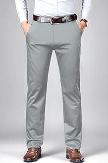 Men's Trousers Light Business Style Slightly Stretch Straight Leg Pants for Outdoor Casual Daily Trouser II Men's Regular Casual Pants Trouser (Trouser 126)