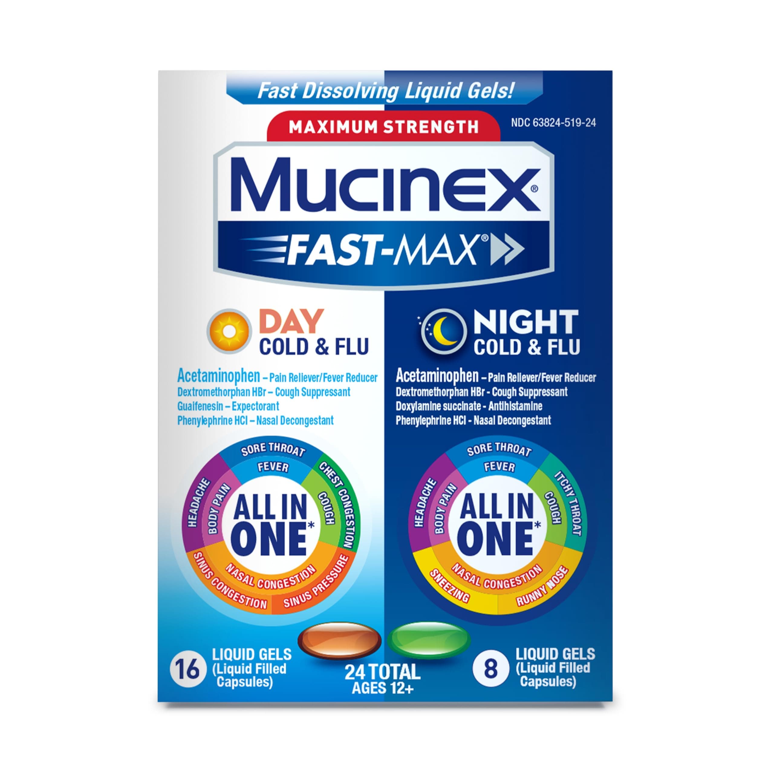 Fast-Max Liquid Gels for Day/Night Cold and Flu, 24 Count
