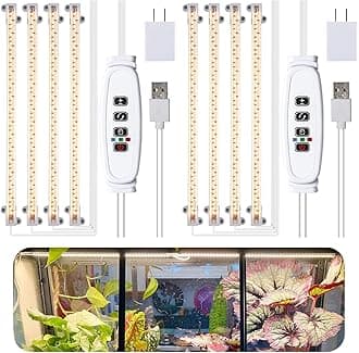 LED Plant Grow lamp, 3500K Full Spectrum Growing Light Strips for Indoor Small Plants with 3/9/12H Timer & 10 Dimmable Levels, LED Growth Light for Green House Hydroponics Succulent 2 Pack